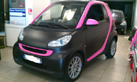 Total covering car wrapping wrap noir rose mat black pink mat 3M Oracal smart fortwo